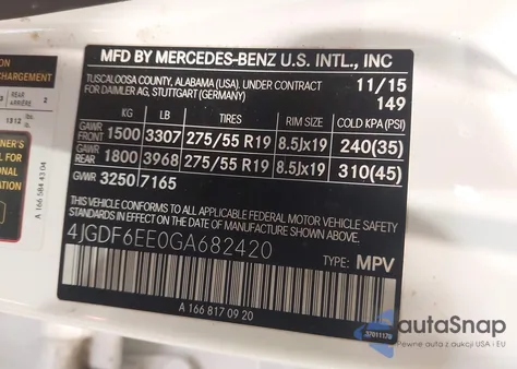 2016 Mercedes-Benz Gl 450 4Matic from USA, damaged, VIN 4JGDF6EE0GA682420